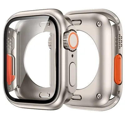 애플워치 44mm 45mm 40mm 41mm 용 스크린 보호 커버, iWatch 시리즈 9 8 7 6 5 4 SE 용 하드 PC 범퍼 케이스 (울트라 변경)